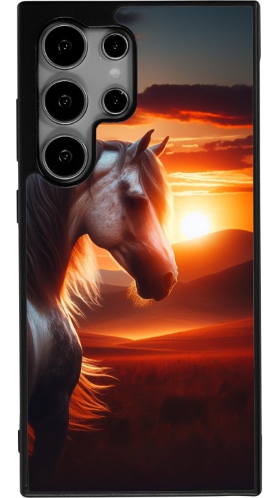 Samsung Galaxy S24 Ultra Case Hülle - Silikon schwarz Majestätischer Sonnenuntergang Pferd