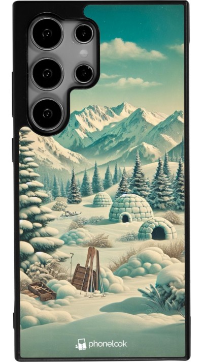 Samsung Galaxy S24 Ultra Case Hülle - Silikon schwarz Vintage Schneebedeckter Berg Iglu