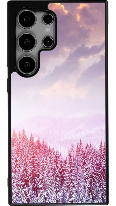 Samsung Galaxy S24 Ultra Case Hülle - Silikon schwarz Winter 22 Pink Forest