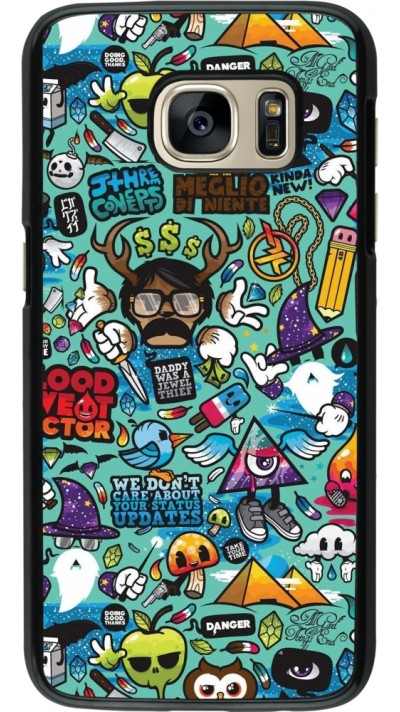 Samsung Galaxy S7 Case Hülle - Mixed Cartoons Turquoise