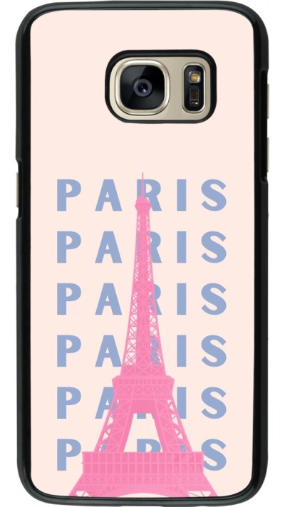 Samsung Galaxy S7 Case Hülle - Paris Pink Print