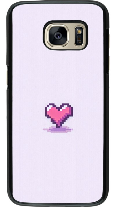 Samsung Galaxy S7 Case Hülle - Pixel Herz Hellviolett