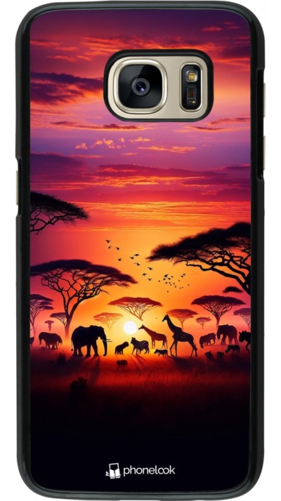 Samsung Galaxy S7 Case Hülle - Safari Sonnenuntergang Wildtiere