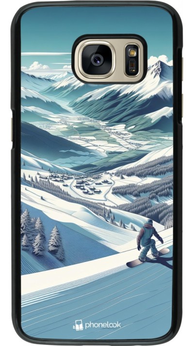 Samsung Galaxy S7 Case Hülle - Snowboarder Berg