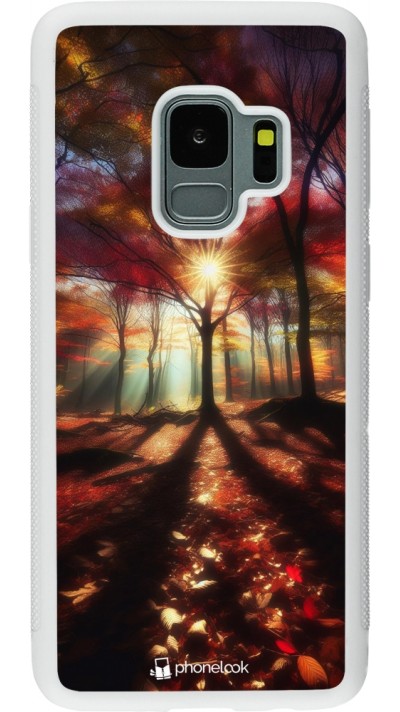 Samsung Galaxy S9 Case Hülle - Silikon weiss Herbstlicher goldener Glanz