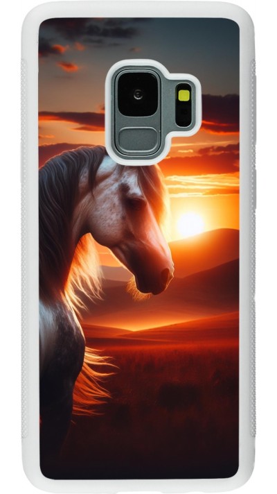 Samsung Galaxy S9 Case Hülle - Silikon weiss Majestätischer Sonnenuntergang Pferd