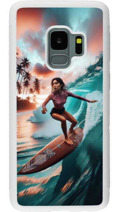 Samsung Galaxy S9 Case Hülle - Silikon weiss Surferin aus Bali