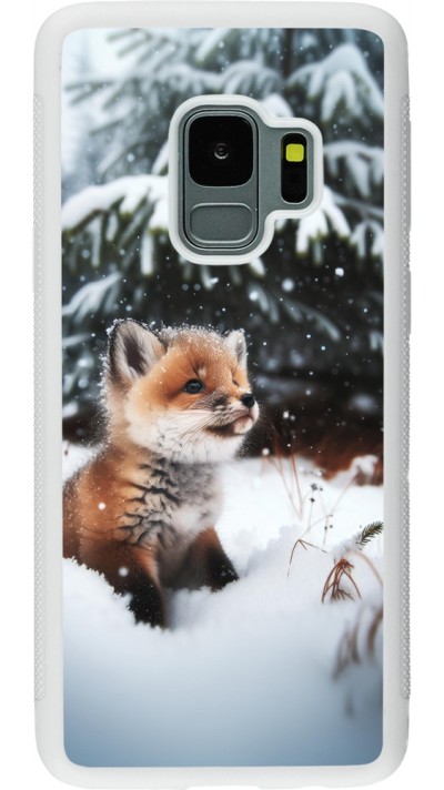 Samsung Galaxy S9 Case Hülle - Silikon weiss Weihnachten 2023 Fuechslein Tanne