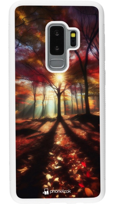 Samsung Galaxy S9+ Case Hülle - Silikon weiss Herbstlicher goldener Glanz