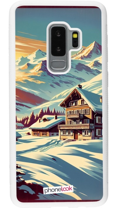 Samsung Galaxy S9+ Case Hülle - Silikon weiss Chalet Berg verschneit