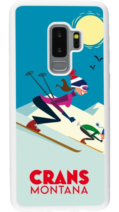 Samsung Galaxy S9+ Case Hülle - Silikon weiss Crans-Montana Ski Downhill