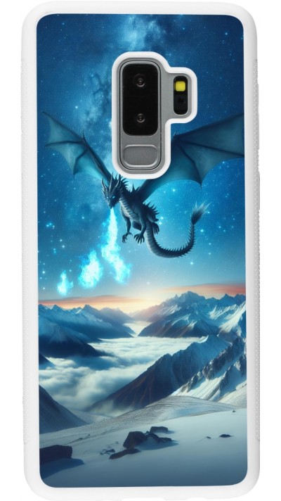 Samsung Galaxy S9+ Case Hülle - Silikon weiss Drache nächtliche Berg