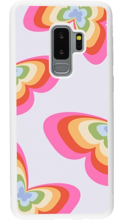 Samsung Galaxy S9+ Case Hülle - Silikon weiss Easter 2024 rainbow butterflies