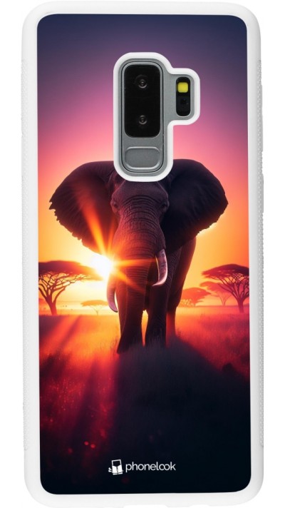 Samsung Galaxy S9+ Case Hülle - Silikon weiss Elefant Sonnenaufgang Schönheit