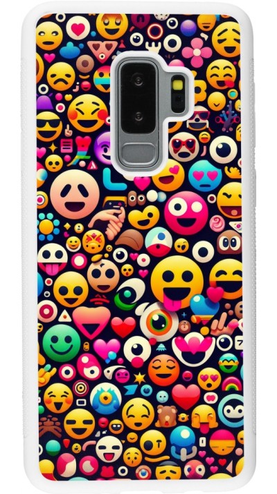 Samsung Galaxy S9+ Case Hülle - Silikon weiss Emoji Mix Farbe