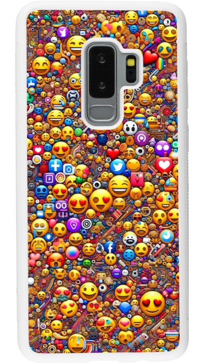 Samsung Galaxy S9+ Case Hülle - Silikon weiss Emoji gemischt