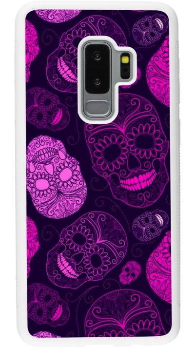 Samsung Galaxy S9+ Case Hülle - Silikon weiss Halloween 2023 pink skulls