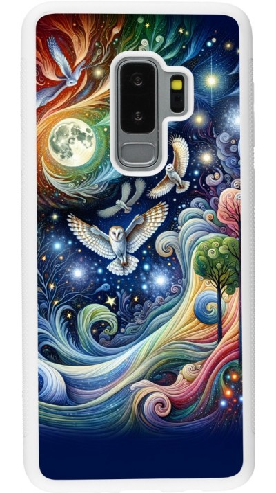 Samsung Galaxy S9+ Case Hülle - Silikon weiss Fliegender Blumen-Eule