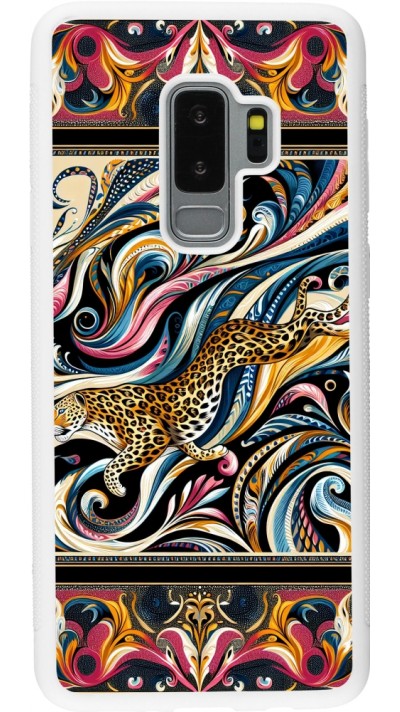 Samsung Galaxy S9+ Case Hülle - Silikon weiss Leopard Abstrakte Kunst