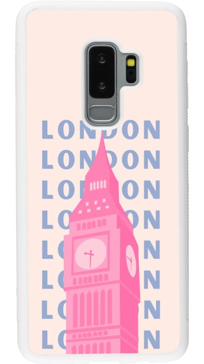 Samsung Galaxy S9+ Case Hülle - Silikon weiss London Pink Print