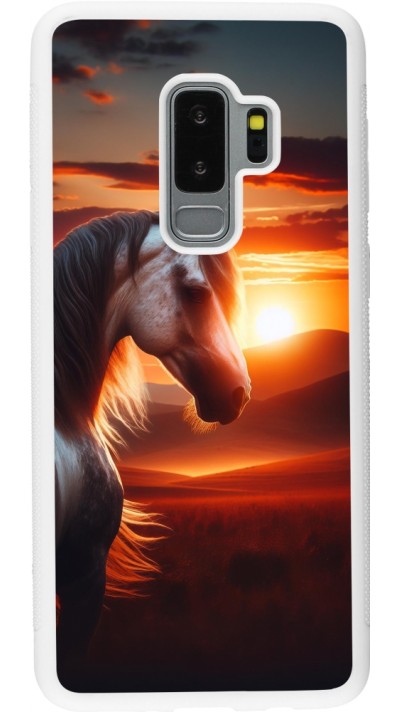 Samsung Galaxy S9+ Case Hülle - Silikon weiss Majestätischer Sonnenuntergang Pferd