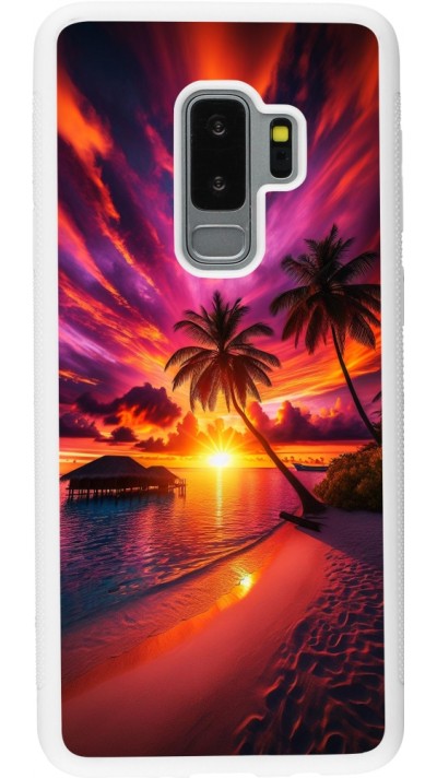 Samsung Galaxy S9+ Case Hülle - Silikon weiss Malediven Abenddämmerung Glückseligkeit