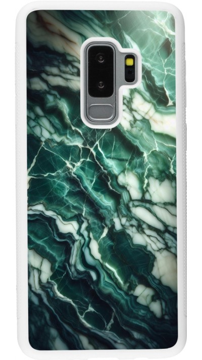 Samsung Galaxy S9+ Case Hülle - Silikon weiss Majestätischer grüner Marmor