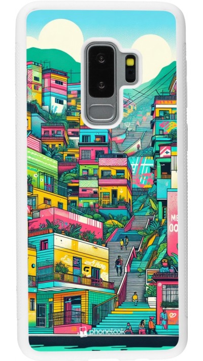 Samsung Galaxy S9+ Case Hülle - Silikon weiss Medellin Comuna 13 Kunst