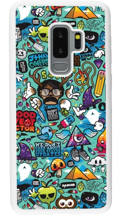 Samsung Galaxy S9+ Case Hülle - Silikon weiss Mixed Cartoons Turquoise