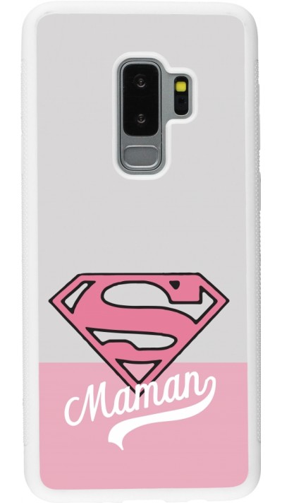 Samsung Galaxy S9+ Case Hülle - Silikon weiss Mom 2024 Super hero maman