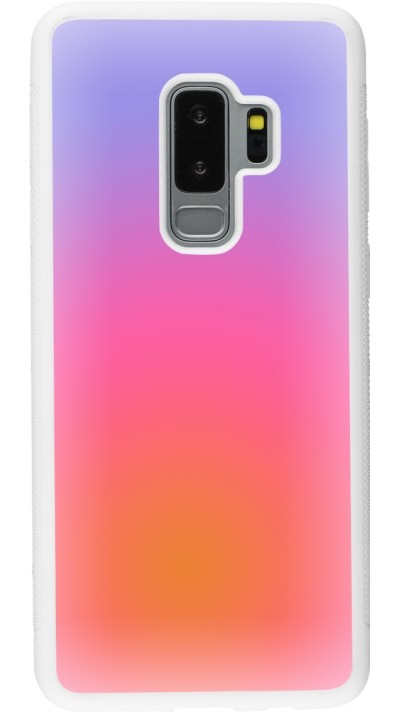 Samsung Galaxy S9+ Case Hülle - Silikon weiss Orange Pink Blue Gradient