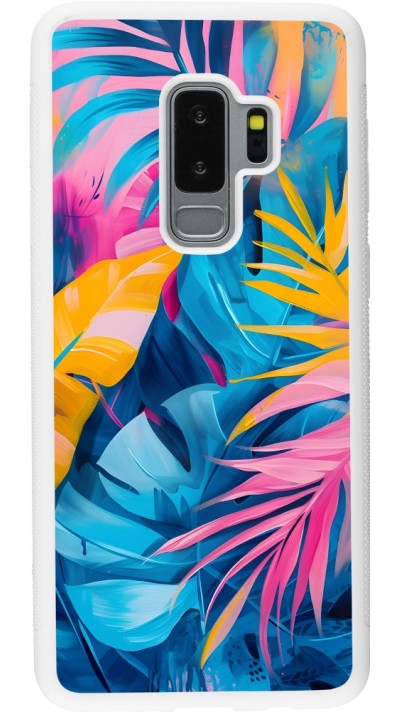 Samsung Galaxy S9+ Case Hülle - Silikon weiss Palms Blue