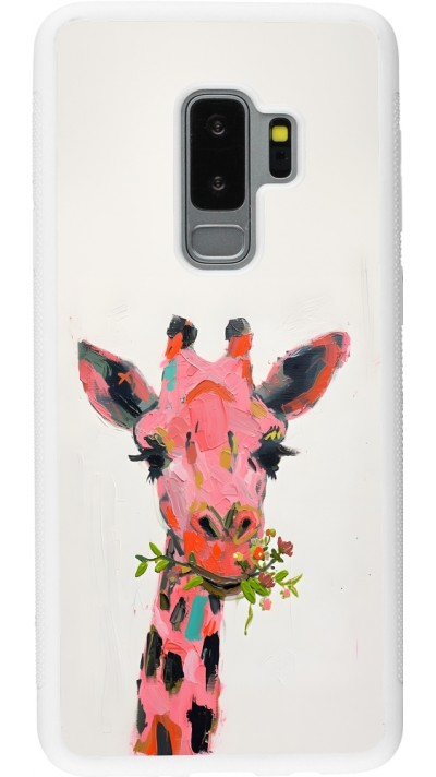 Samsung Galaxy S9+ Case Hülle - Silikon weiss Pink Girafe Paint