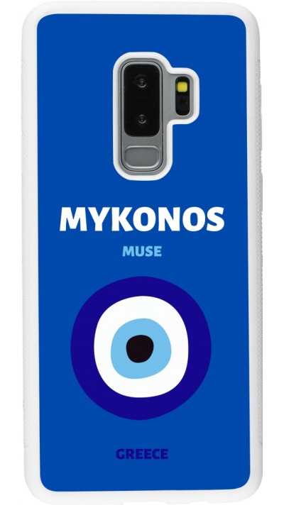 Samsung Galaxy S9+ Case Hülle - Silikon weiss Pop Summer Destination Mykonos