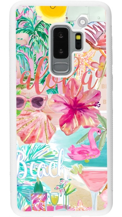 Samsung Galaxy S9+ Case Hülle - Silikon weiss Preppy Collage Aloha