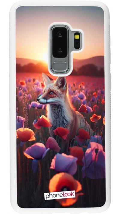 Samsung Galaxy S9+ Case Hülle - Silikon weiss Purpurroter Fuchs bei Dammerung