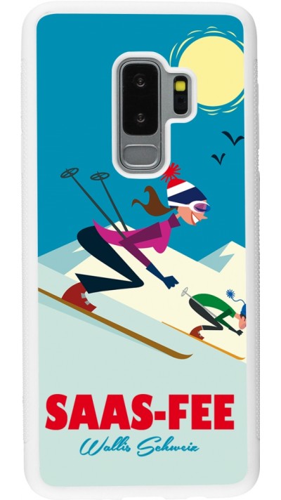 Samsung Galaxy S9+ Case Hülle - Silikon weiss Saas-Fee Ski Downhill