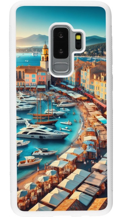 Samsung Galaxy S9+ Case Hülle - Silikon weiss Saint-Tropez Strand