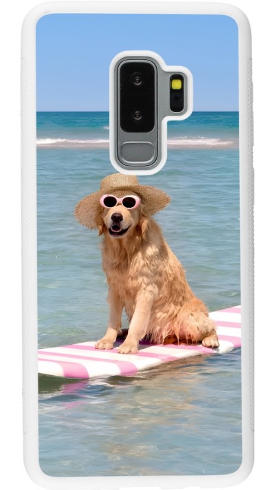 Samsung Galaxy S9+ Case Hülle - Silikon weiss Summer Dog on Paddle