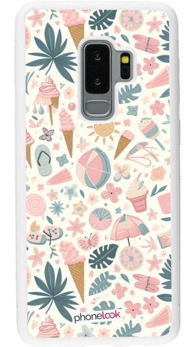 Samsung Galaxy S9+ Case Hülle - Silikon weiss Sommer Pink Muster