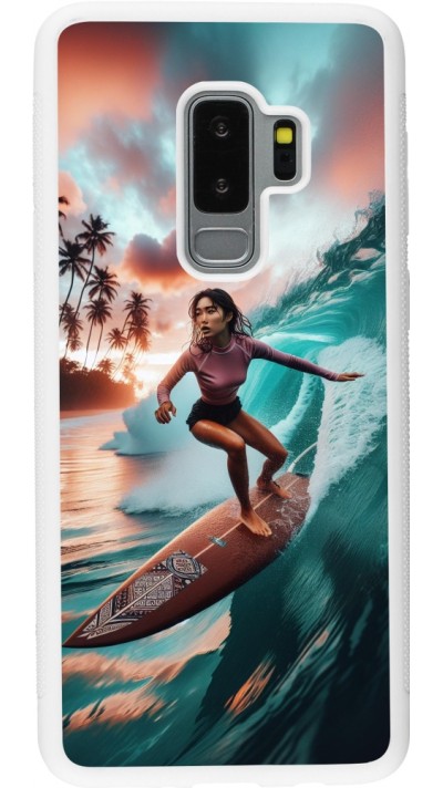 Samsung Galaxy S9+ Case Hülle - Silikon weiss Surferin aus Bali