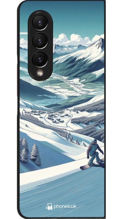 Samsung Galaxy Z Fold4 Case Hülle - Snowboarder Berg