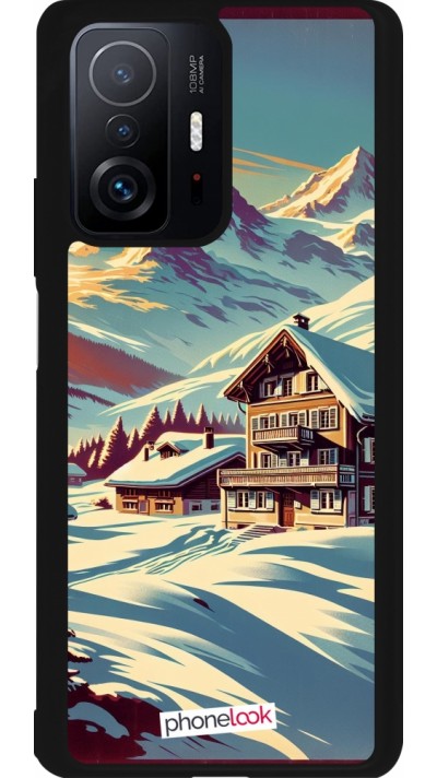 Xiaomi 11T Case Hülle - Silikon schwarz Chalet Berg verschneit