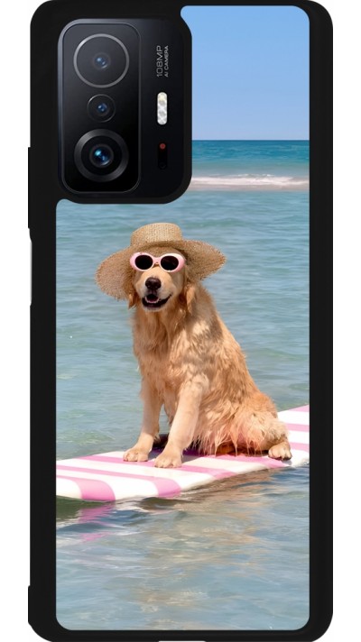 Xiaomi 11T Case Hülle - Silikon schwarz Summer Dog on Paddle