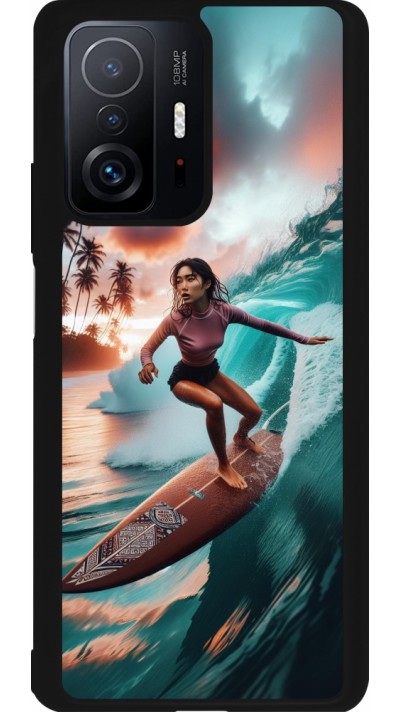 Xiaomi 11T Case Hülle - Silikon schwarz Surferin aus Bali