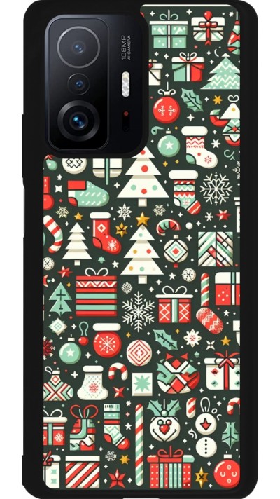 Xiaomi 11T Case Hülle - Silikon schwarz Weihnachten 2023 Flachmuster