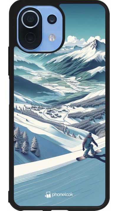 Xiaomi Mi 11 Lite 5G Case Hülle - Silikon schwarz Snowboarder Berg