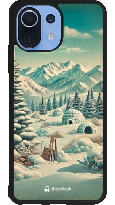 Xiaomi Mi 11 Lite 5G Case Hülle - Silikon schwarz Vintage Schneebedeckter Berg Iglu