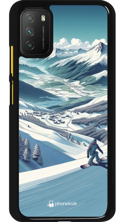 Xiaomi Poco M3 Case Hülle - Snowboarder Berg