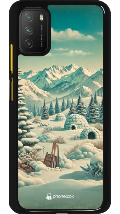 Xiaomi Poco M3 Case Hülle - Vintage Schneebedeckter Berg Iglu